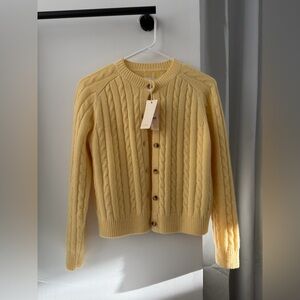 NWT Doen Yellow Butter Penrose Cable-Knit Cardigan